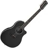 Gear4Music 12-strenget elektroakustisk Roundback guitar fra sort