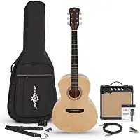 Gear4Music Parlour Electro Acoustic Guitar Natural 15W Acoustic Amp & Accessory Pack