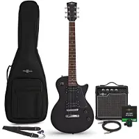 Gear4Music New Jersey Electric Guitar Black 10W Guitar Amp & Accessory Pack
