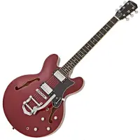 Hartwood Revival Vibrato Semiakustisk Guitar Cherry Red