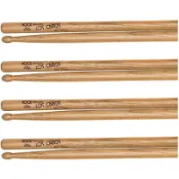 Los Cabos Rock Red Hickory Wood Tip Drumsticks 4 Pair Pack