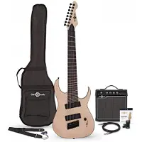 Gear4Music Harlem S 8-strenget faned Fret Guitar + 15W forstærker Pakke Natur