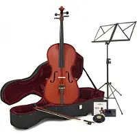 Gear4Music Student Plus Cello i 1/2 størrelse med Kuffert + Nybegynderpakke