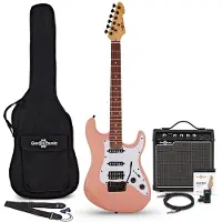 Gear4Music LA Select Modern Electric Guitar Pink 15W guitarforstærker og tilbehørspakke