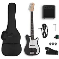 Gear4Music VISIONSTRING 3/4 Bass Guitar Pack Black