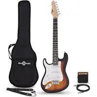 Gear4Music 3/4 LA Venstrehånds Elektrisk Guitar + Mini-forstærker Sunburst