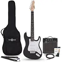 Gear4Music LA Elektrisk Guitar + Forstærkerpakke Sort