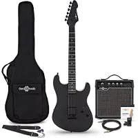 Gear4Music LA Select Modern Electric Guitar Blackout 15W guitarforstærker og tilbehørspakke