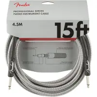 Fender Professionelt 15 Fod Langt Lige Instrumentkabel Hvid Tweed