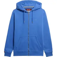Superdry Superdrytil mænd. M2014128A Hættetrøje med hætte med lynlås og blåt essentielt logo (S), Casual, Bomuld