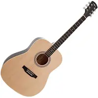Gear4Music Dreadnought Akustisk Guitar fra Naturlig