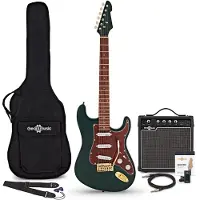 Gear4Music LA Select Legacy Electric Guitar Grøn 15W guitarforstærker og tilbehørspakke
