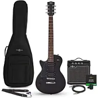 Gear4Music New Jersey Venstrehånds Elektrisk Guitar + Komplet Pakke Black
