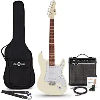Gear4Music LA Select Legacy elektrisk guitar Vintage White 15W Guitar forstærker & tilbehørs pakke
