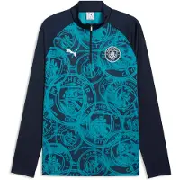 Puma Manchester City Warmup Quarter-Zip Top Men, Football, Deep Navy/Tropical Blue, L