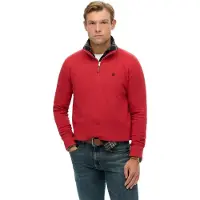 Superdry Superdrytil mænd. M2014381A Preppy rød sweatshirt med halv lynlås (M), Casual, Bomuld