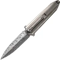 We Knife Diatomic Framelock Damascus