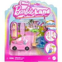 Barbie Mini BarbieLand dukke- og legetjskretjsst 1,5-tommer dukke- og strandcabriolet med Color-Change Plus strandtilbehr