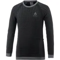 Odlo - Skiundertøj børn - BL Top Crew Neck LS Performance Warm Kids Black/Graphite Grey til Unisex - Børnetoj Størrelse 140 cm - Sort