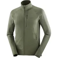 Salomon - Fleece - Sntial Lightwarm FZ M Grape Leaf til Unisex - Størrelse L - Kaki