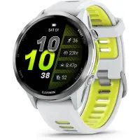 Garmin Forerunner 970 - Hvidsten - sportsur med bånd - silikone - hvid sten/gennemsigtig amp gul - håndledsstørrelse: 135-205 mm - display 1.4 - 32 GB - Bluetooth, ANT+, Wi-Fi - 56 g