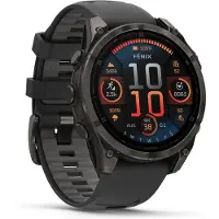 Garmin Fenix 8 - 47 mm - skifergrå - sportsur med bånd - silikone - sort - håndledsstørrelse: 125-208 mm - display 1.4 - 32 GB - Bluetooth, Wi-Fi, ANT+ - 80 g