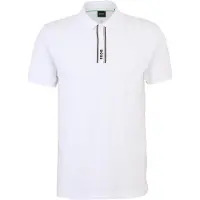BOSS BOSStil mænd. 50549362 Paddy-poloshirt med stribet stolpelukning og hvidt logo (S), Casual, Bomuld, Korte ærmer