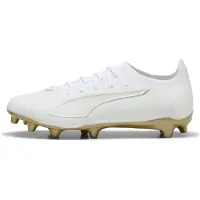 Puma ULTRA 6 PRO FG Football Boots Unisex, Shoes, White/Metallic Gold/Black, 44.5
