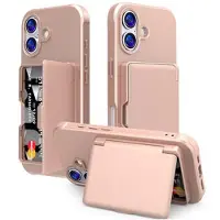 Mtp Products iPhone 17 Hybrid Cover med Spejl og Kortholder - Pink