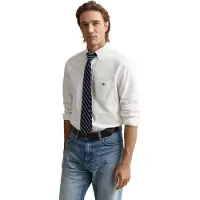 Gant Ganttil mænd. 3000200 Regular Fit Oxford-skjorte hvid (M), Casual, Bomuld, Klassisk, Lange ærmer
