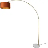 QAZQA Stålgulvlampe med orange skærm og guldinteriør 50 cm - XXL