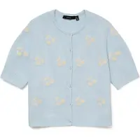 Vero Moda Cardigan 'VMDoffy Intarsia' lyseblå / hvid