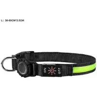 Mtp Products Vandtæt LED halsbånd med Apple AirTag 1/2 holder til hund - Stor 38-60cm - Grøn