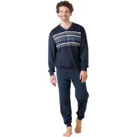 Hajo Pyjamas lang marin / himmelblå / mørkeblå / hvid