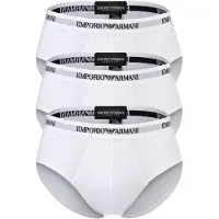 Emporio Armani Emporio Armanitil mænd. EM000258_AF14132 Sæt med 3 hvide, strikkede trusser med stretch (S), Afslappet, Bomuld