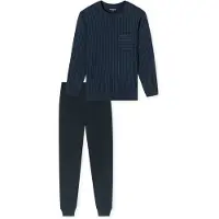 Schiesser Pyjamas lang 'Comfort Essentials' blå / mørkeblå