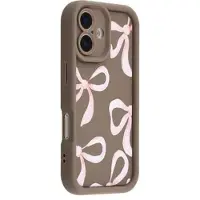 Mtp Products iPhone 16 Plus Stilfuldt stødsikkert TPU cover med forhøjede kanter - Brun / Stor sløjfe