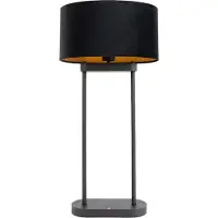QAZQA Bordlampe sort med sort oval skærm 35 cm - Thijmen