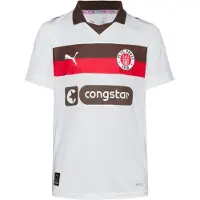 Puma FC St. Pauli 25/26 Away Jersey Youth, Clothing, White/Espresso Brown, 7-8Y