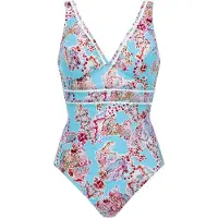 Olympia Badedragt lyseblå / cranberry