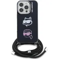 Karl Lagerfeld IML Crossbody Karl&Choupette Head Case til iPhone 16 Pro - Sort