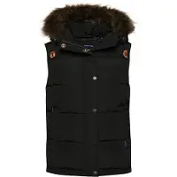 Superdry Superdrytil kvinder. W5011395A Veste i syntetisk pels Everest sort (XS), Casual, Polyester