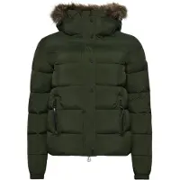 Superdry Superdrytil kvinder. W5011178A Kort mellemvægtsjakke med hætte, grøn (S), Casual, Nylon