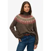 Superdry Superdrytil kvinder. W6110657A Fairisle brun rullekravetrøje (S), Casual, Polyester, Lange ærmer