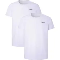 Pepe Jeans Pepe Jeanstil mænd. PMU10976 Pakke med 2 basic hvide t-shirts (XL), Casual, Bomuld, Korte ærmer