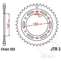 JT Sprockets 525 Jtr3.41 Steel Bagtandhjul