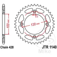 JT Sprockets 428 Jtr1140.63 Steel Bagtandhjul