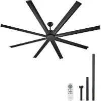 Vevor 213 cm loftsventilator uden lys, 6-trins fjernbetjening, aluminium 8-bladet, vendbar DC-motor, moderne lavprofils indbygget udendørs ventilator til soveværelse, stue, terrasse, indendørs/udendør
