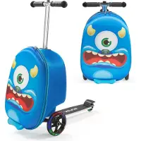 Vevor Ride-on Bagage, 20 L Kapacitet, 20 Tommer Børne Scooter Kuffert med Flash PU Hjul, Justerbart Håndtag &amp; TPR Skridsikkert Greb, Sammenfoldelig &amp; Let Scooter Bagage til Børn i Alderen 5+,
