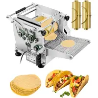 Vevor elektrisk tortillamaskine, automatisk majstortillamaskine med non-stick belægning og to forme (4 tommer + 6 tommer), elektrisk chapatti-maskine egnet til produkter, sop, pita, tortilla, pizza